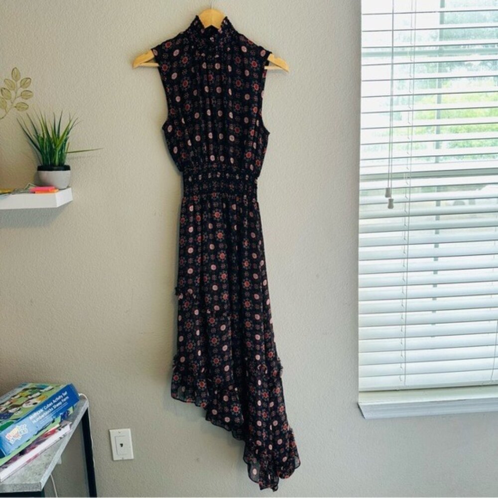 Misa los Angeles Black and Pink Asymmetrical Tie Front Sundress Size XS - Picture 3 of 11